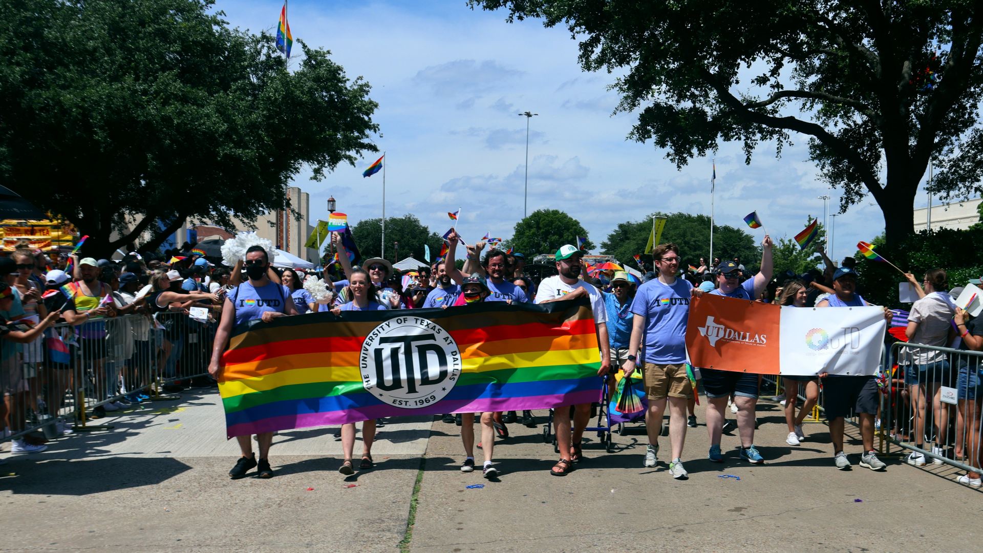 Students and Staff from UT Dallas Marching at Fair Park